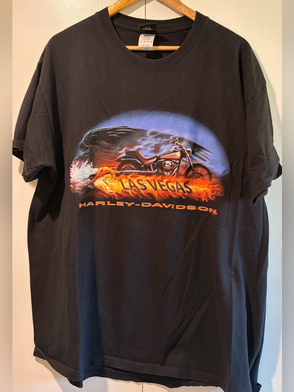 Vintage Harley-Davidson Black Las Vegas Eagle & Motorcycle Graphic Tee